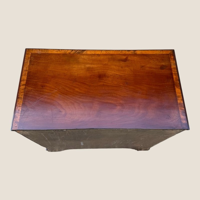 Small Antique Georgian Cuban Mahogany & Walnut Crossbanded Chest Of Drawers