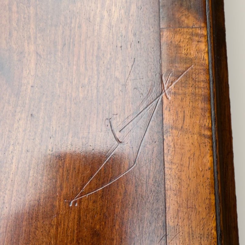 Small Antique Georgian Cuban Mahogany & Walnut Crossbanded Chest Of Drawers