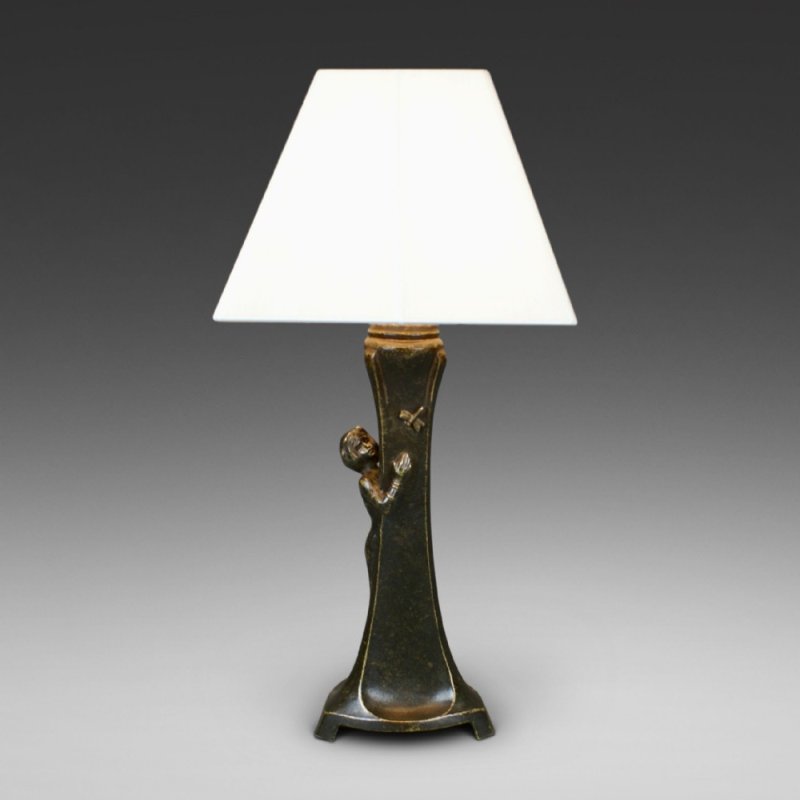 An Art Nouveau Bronze Table Lamp
