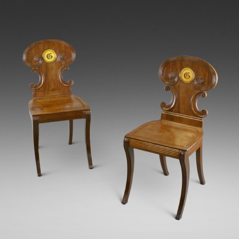 Pair Of Regency Hall Chairs Attributed To Gillows