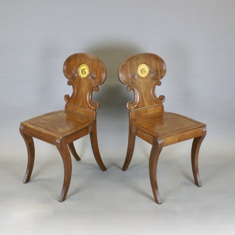 Pair Of Regency Hall Chairs Attributed To Gillows