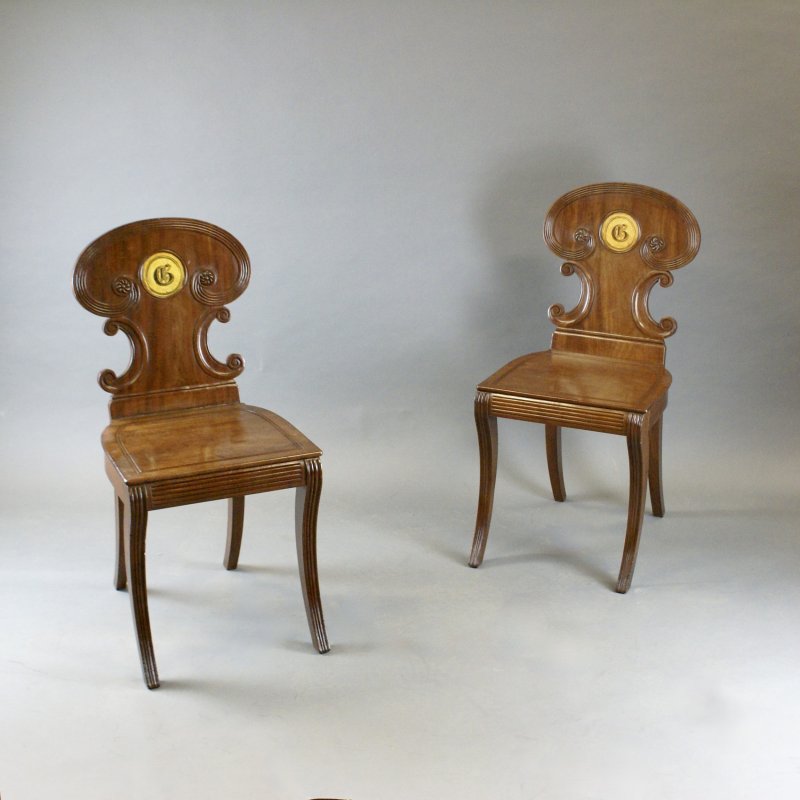 Pair Of Regency Hall Chairs Attributed To Gillows