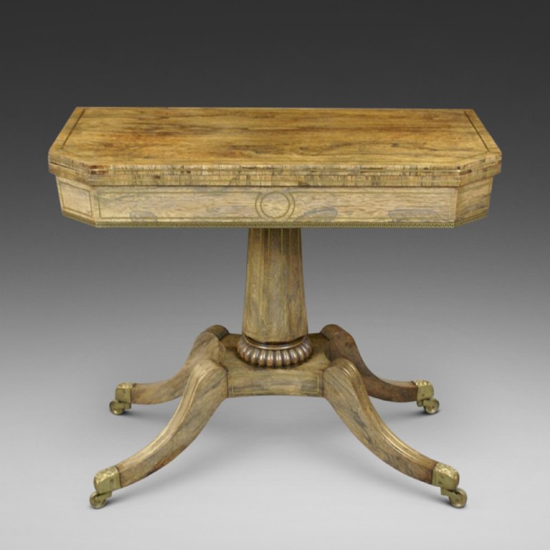 A Fine Regency Rosewood & Brass Inlaid Card Table