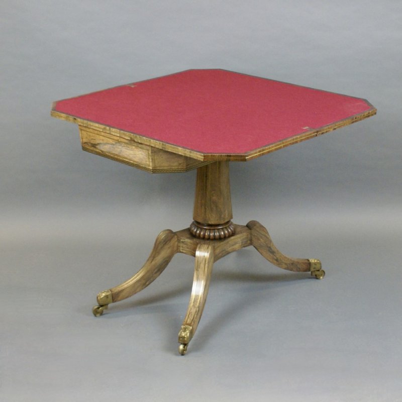 A Fine Regency Rosewood & Brass Inlaid Card Table