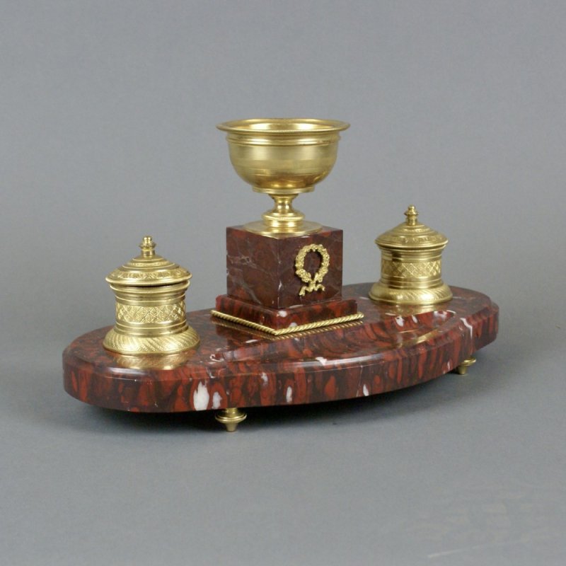 A French Marble And Ormolu Ink Stand