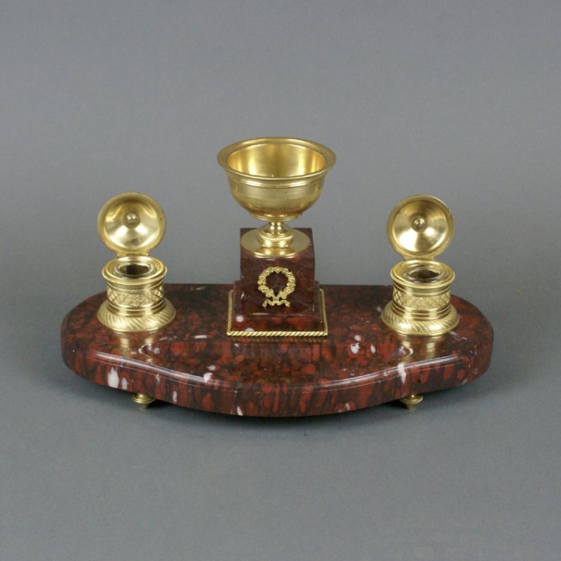 A French Marble And Ormolu Ink Stand