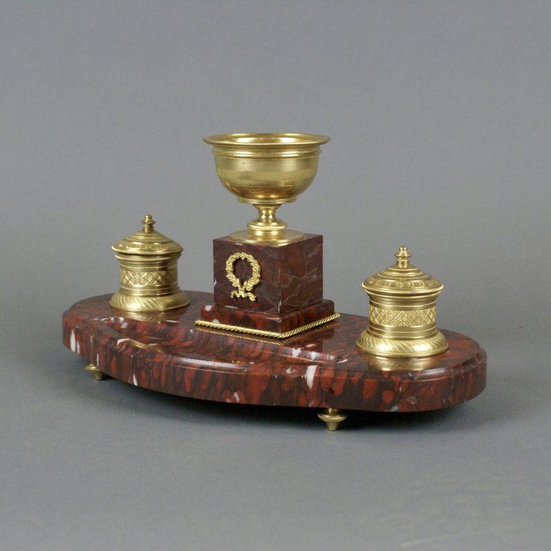 A French Marble And Ormolu Ink Stand
