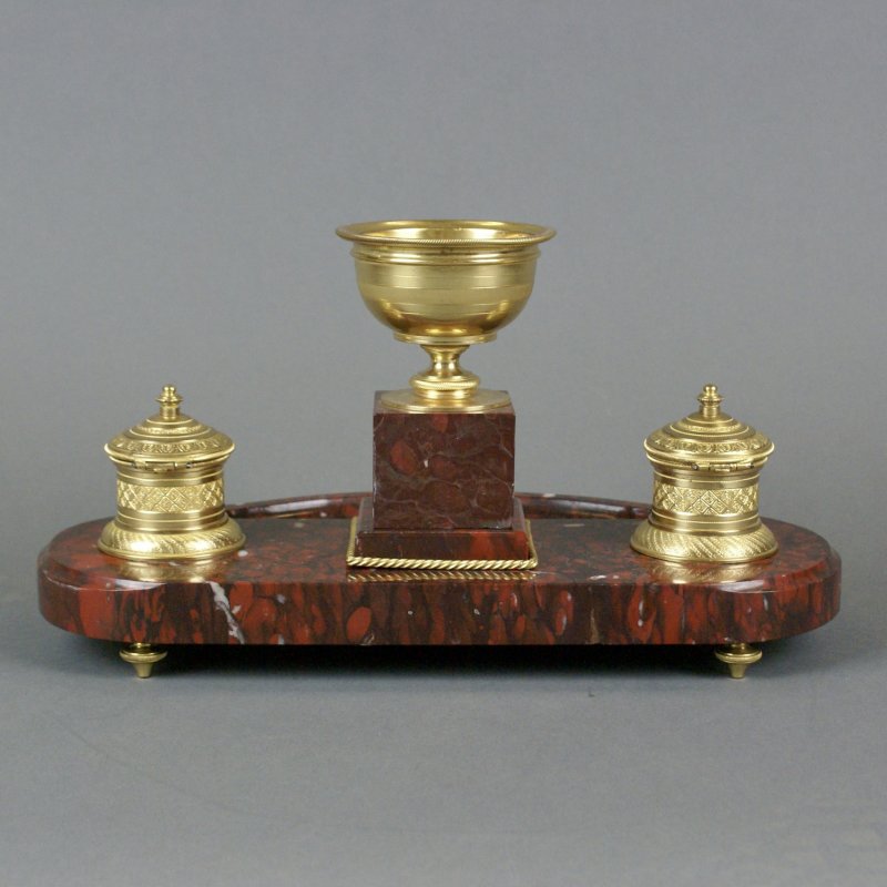 A French Marble And Ormolu Ink Stand