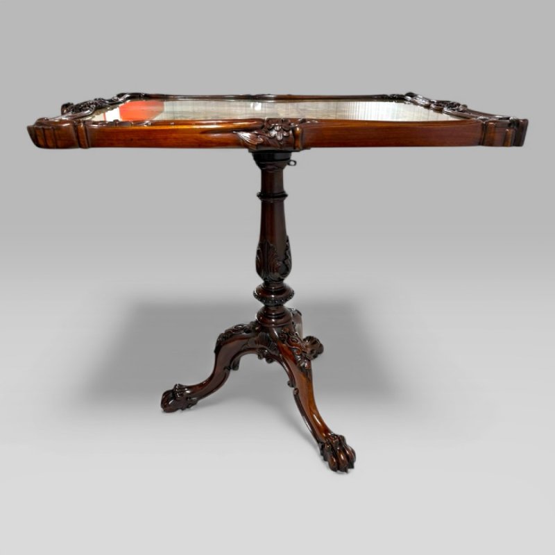 Antique William IV Gillows Carved Rosewood Tilt Top Tripod Table Fire Screen