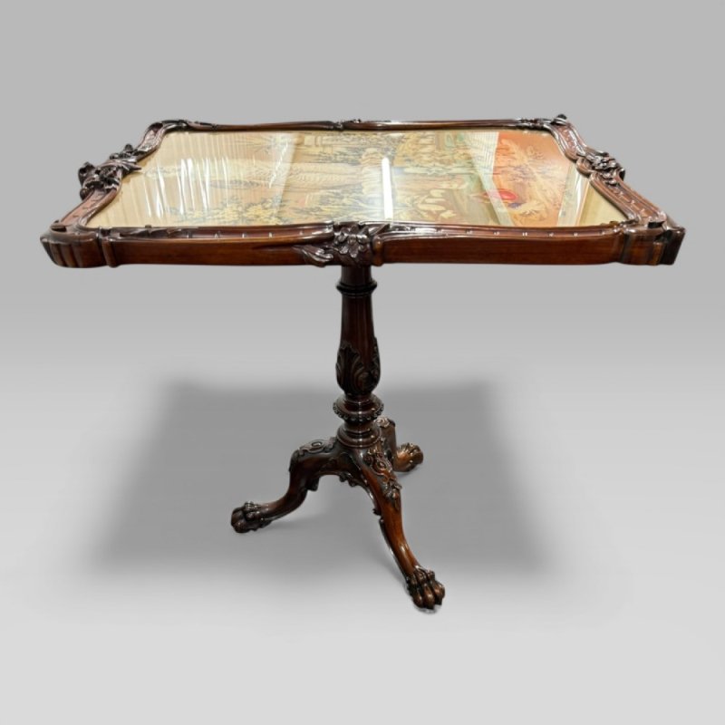 Antique William IV Gillows Carved Rosewood Tilt Top Tripod Table Fire Screen