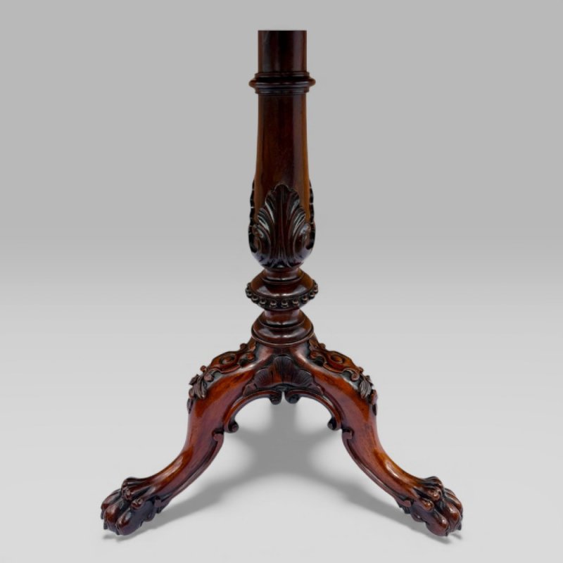 Antique William IV Gillows Carved Rosewood Tilt Top Tripod Table Fire Screen