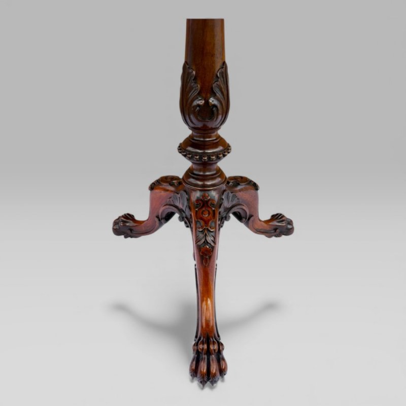 Antique William IV Gillows Carved Rosewood Tilt Top Tripod Table Fire Screen