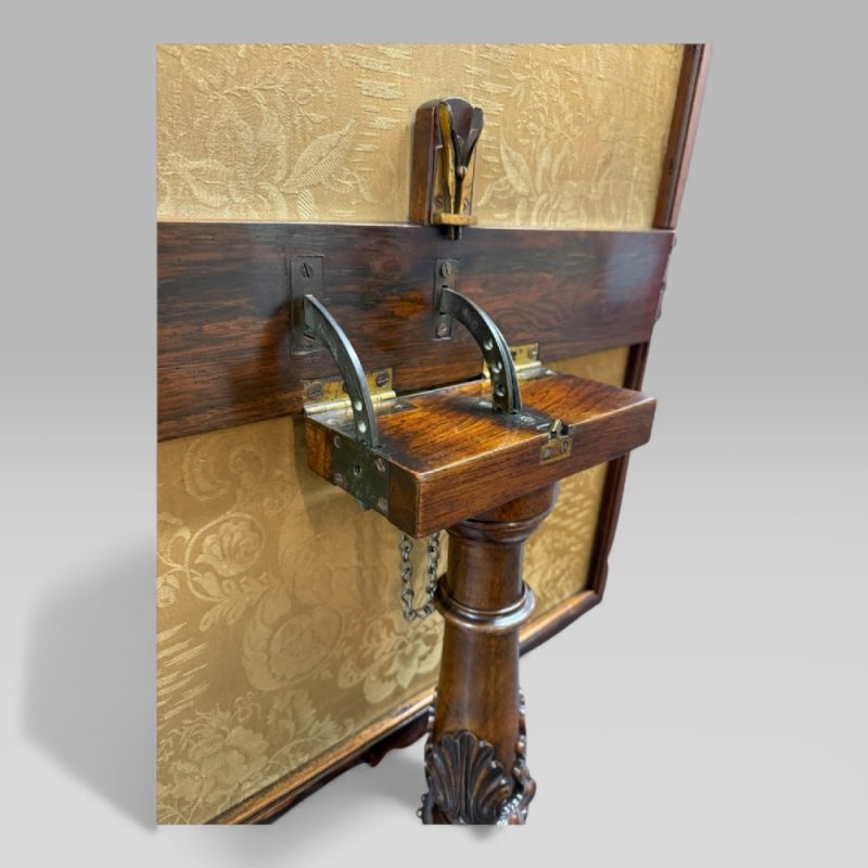 Antique William IV Gillows Carved Rosewood Tilt Top Tripod Table Fire Screen
