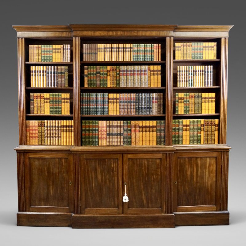 A Late George III Mahogany Breakfront Bookcase