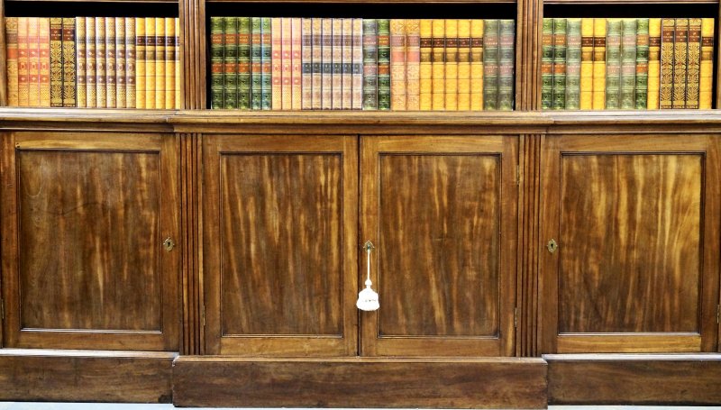 A Late George III Mahogany Breakfront Bookcase