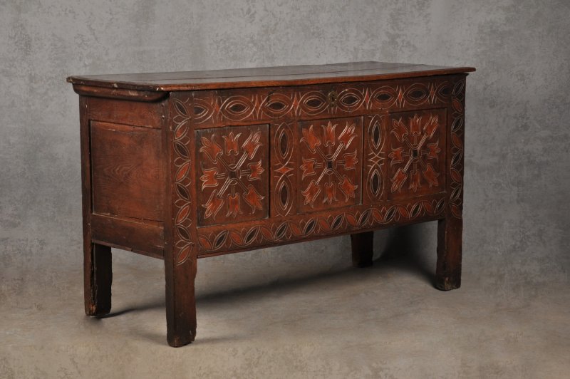 Rare 17th Century Stained Oak Coffer
