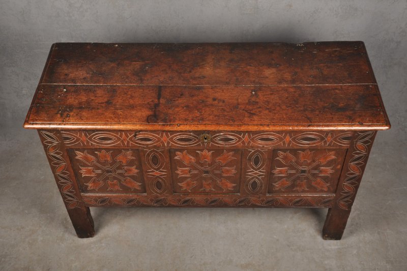 Rare 17th Century Stained Oak Coffer