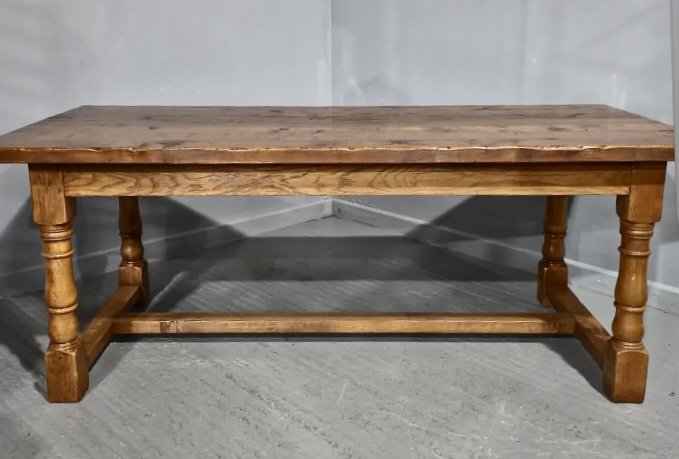 Superb Golden Oak Plank Dining Refrectory Kitchen Farmhouse Table