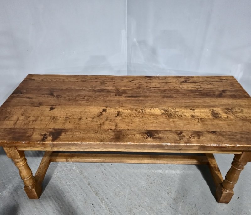 Superb Golden Oak Plank Dining Refrectory Kitchen Farmhouse Table