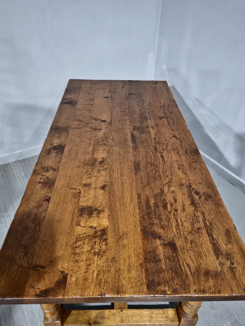 Superb Golden Oak Plank Dining Refrectory Kitchen Farmhouse Table