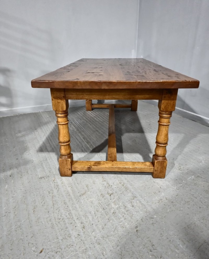 Superb Golden Oak Plank Dining Refrectory Kitchen Farmhouse Table