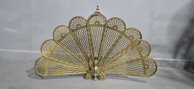 Brass Peacock Fire Screen