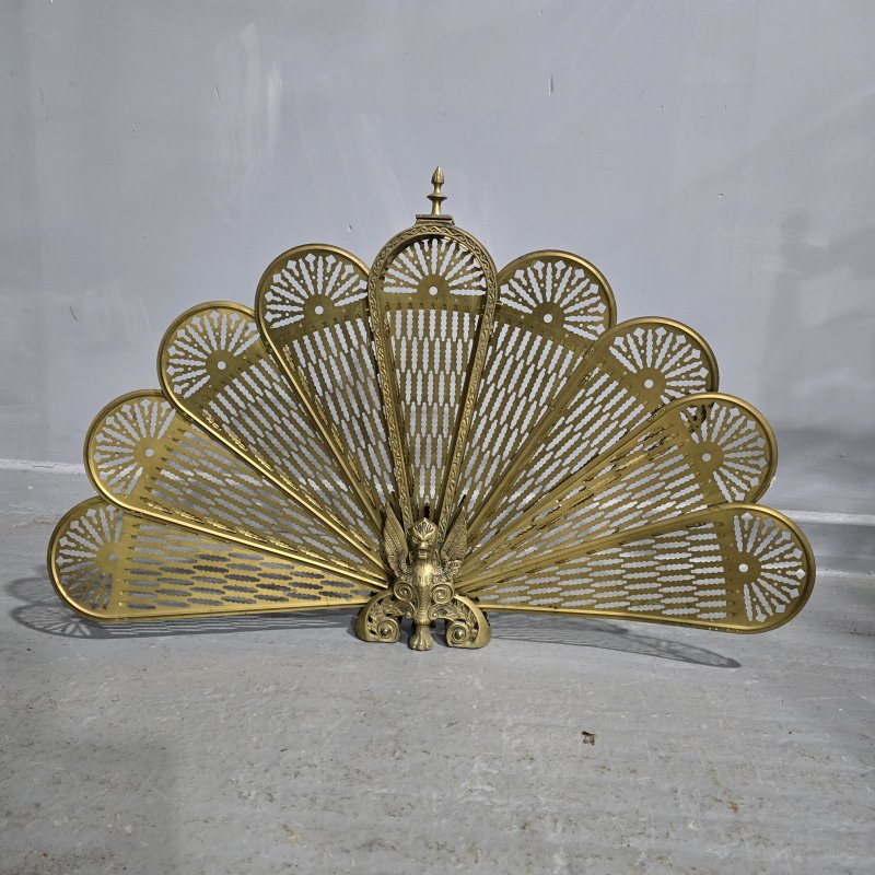 Brass Peacock Fire Screen