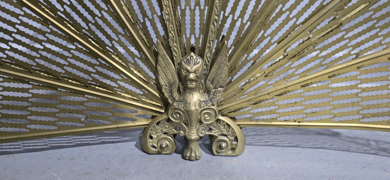 Brass Peacock Fire Screen