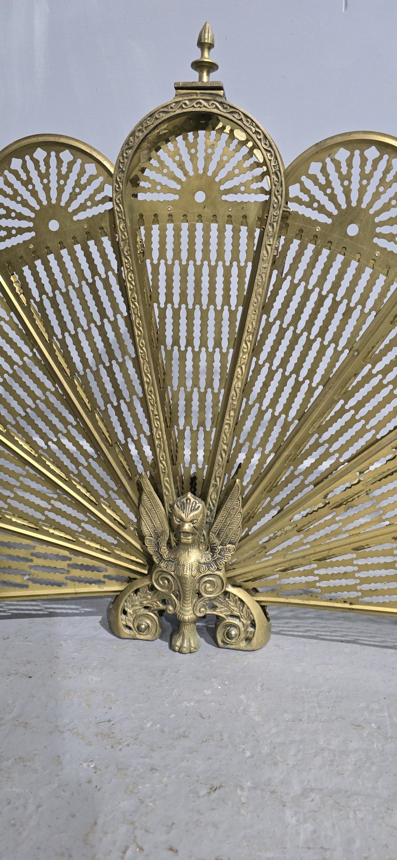 Brass Peacock Fire Screen