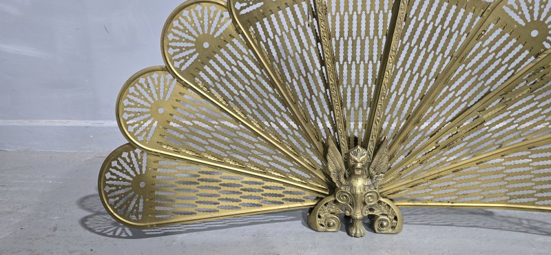 Brass Peacock Fire Screen