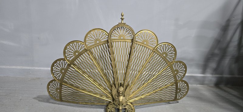 Brass Peacock Fire Screen
