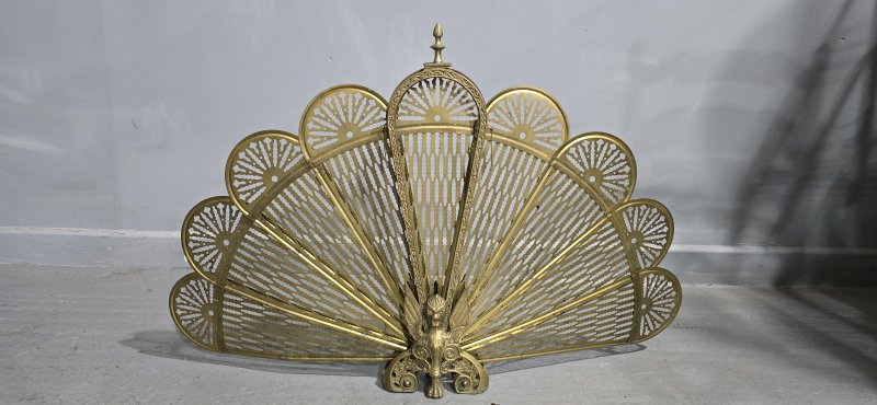 Brass Peacock Fire Screen