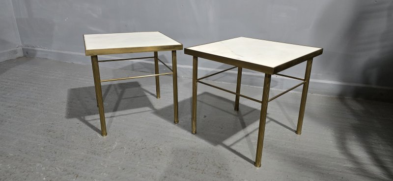 Pair French Marble and Brass Lamp Tables