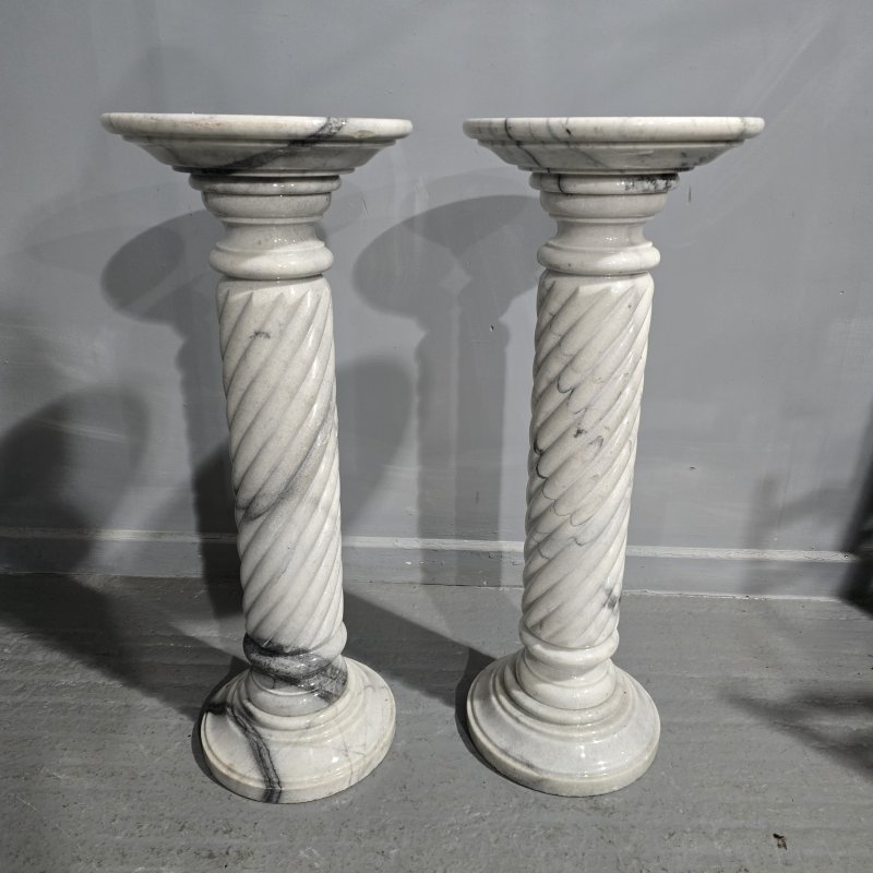 Pair Variegated Marble Columns