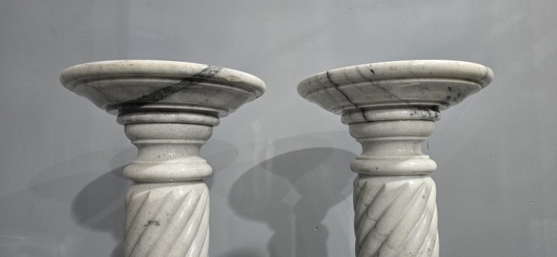 Pair Variegated Marble Columns