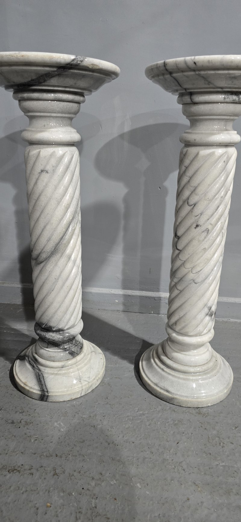 Pair Variegated Marble Columns