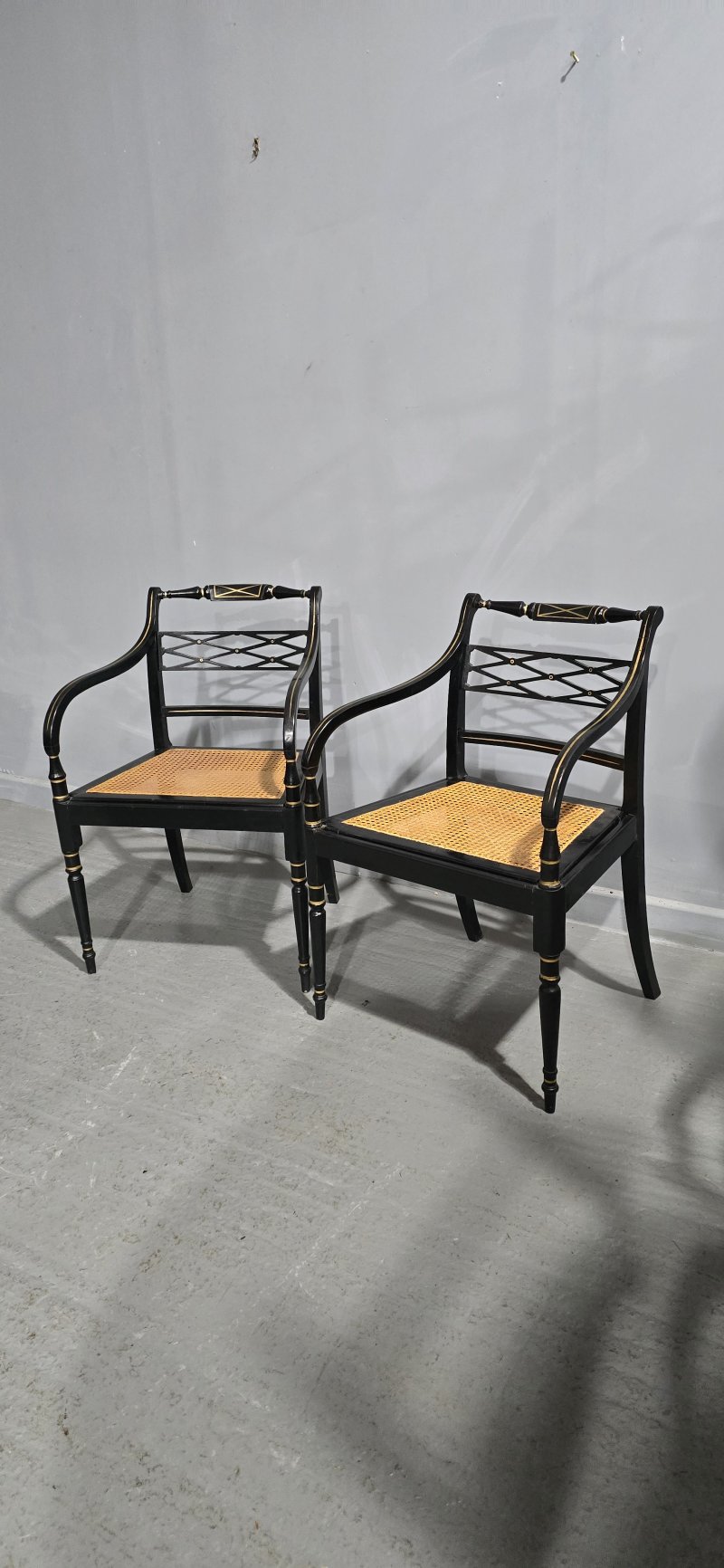 Pair Regency Ebony Side Chairs