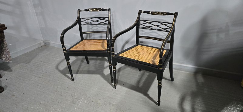 Pair Regency Ebony Side Chairs