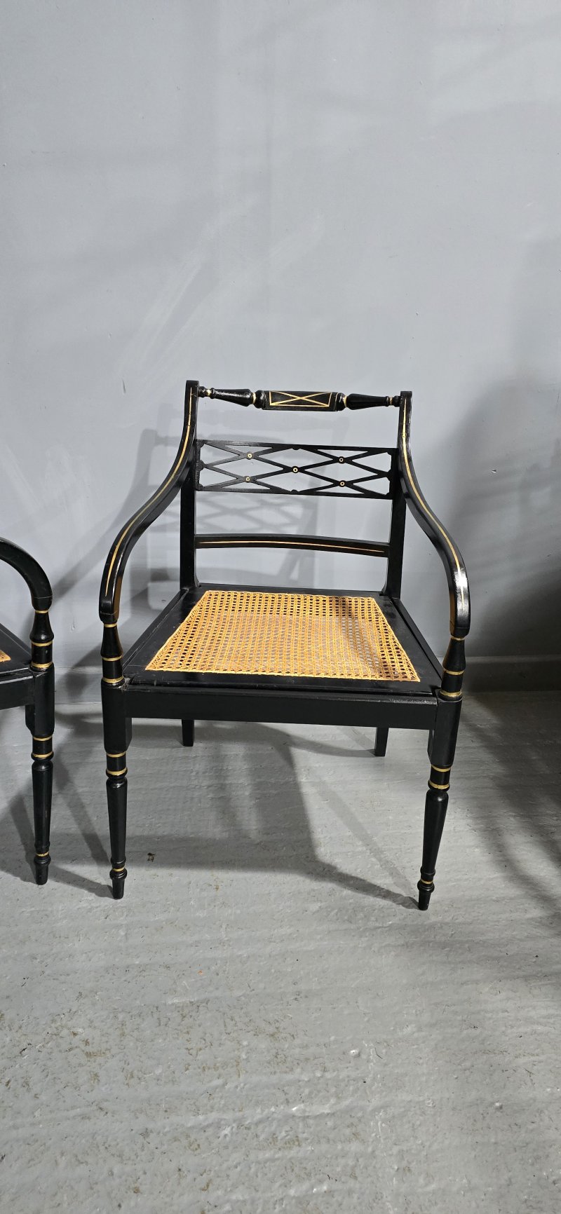 Pair Regency Ebony Side Chairs