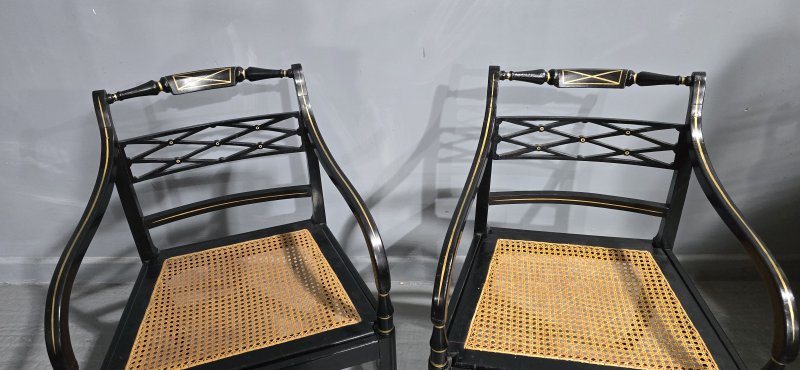 Pair Regency Ebony Side Chairs