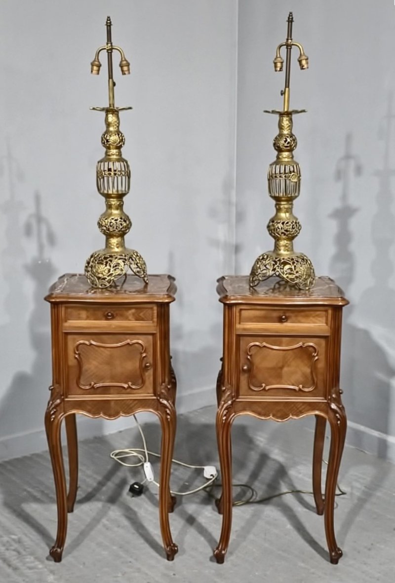 Large Pair French Brass Candlesticks