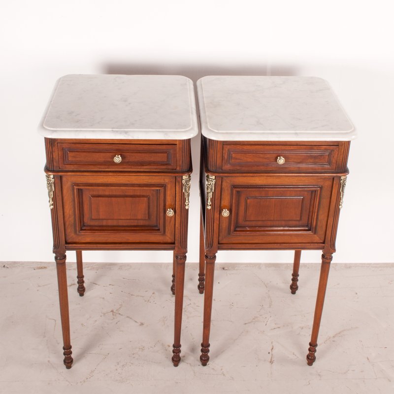 Pair Of French Walnut Bedside Cabinets