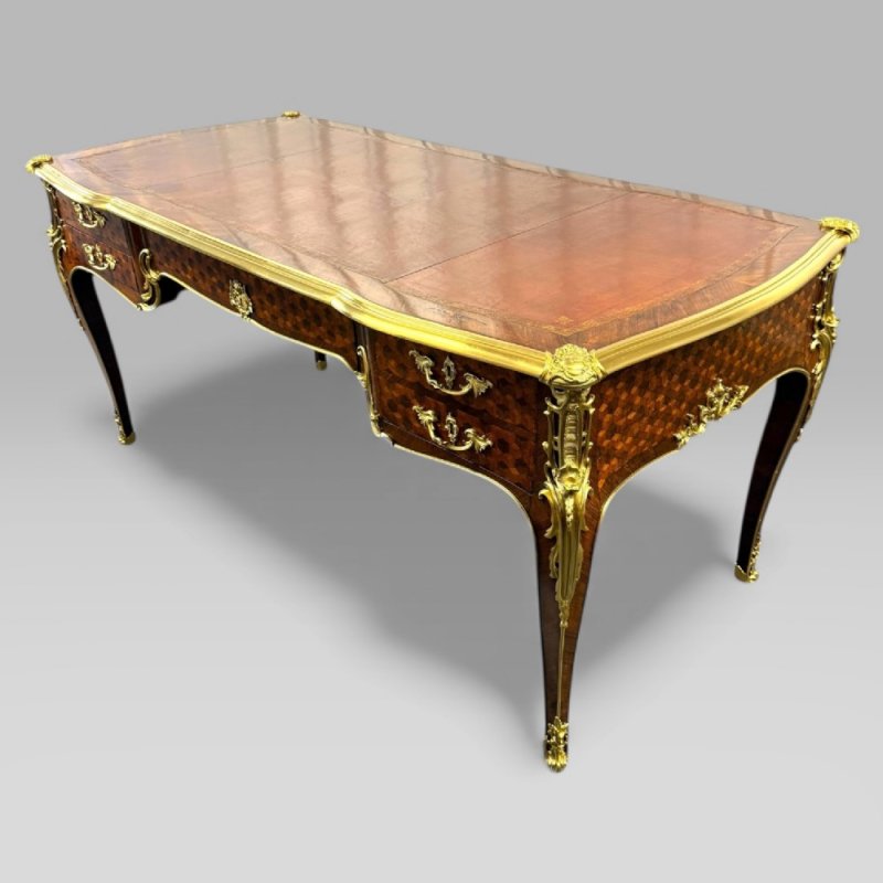 François Linke French Louis XVI Ormolu Kingwood Bureau Plat Desk