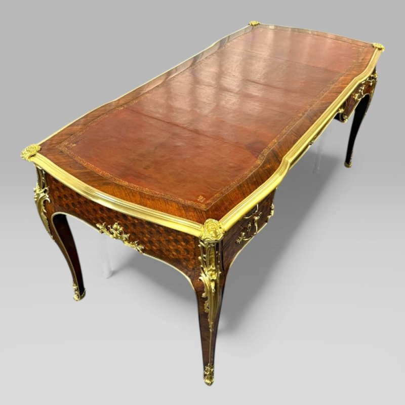 François Linke French Louis XVI Ormolu Kingwood Bureau Plat Desk