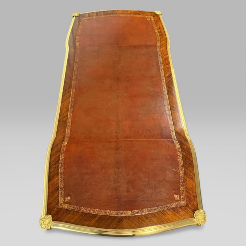 François Linke French Louis XVI Ormolu Kingwood Bureau Plat Desk