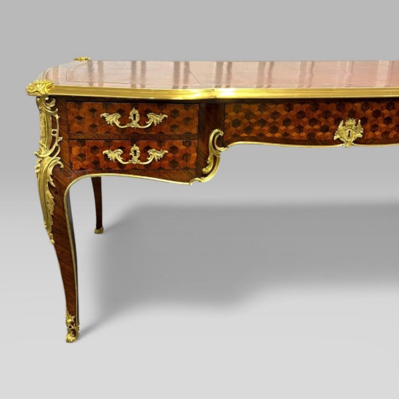 François Linke French Louis XVI Ormolu Kingwood Bureau Plat Desk