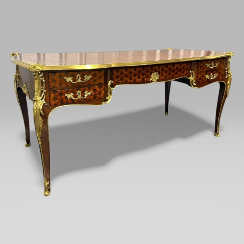 François Linke French Louis XVI Ormolu Kingwood Bureau Plat Desk