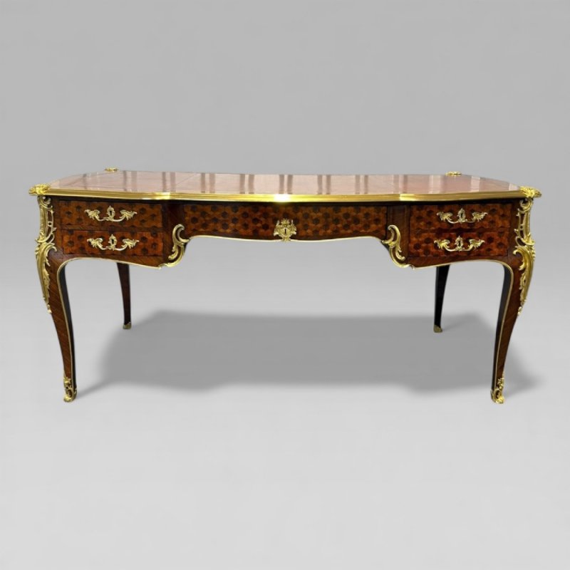 François Linke French Louis XVI Ormolu Kingwood Bureau Plat Desk