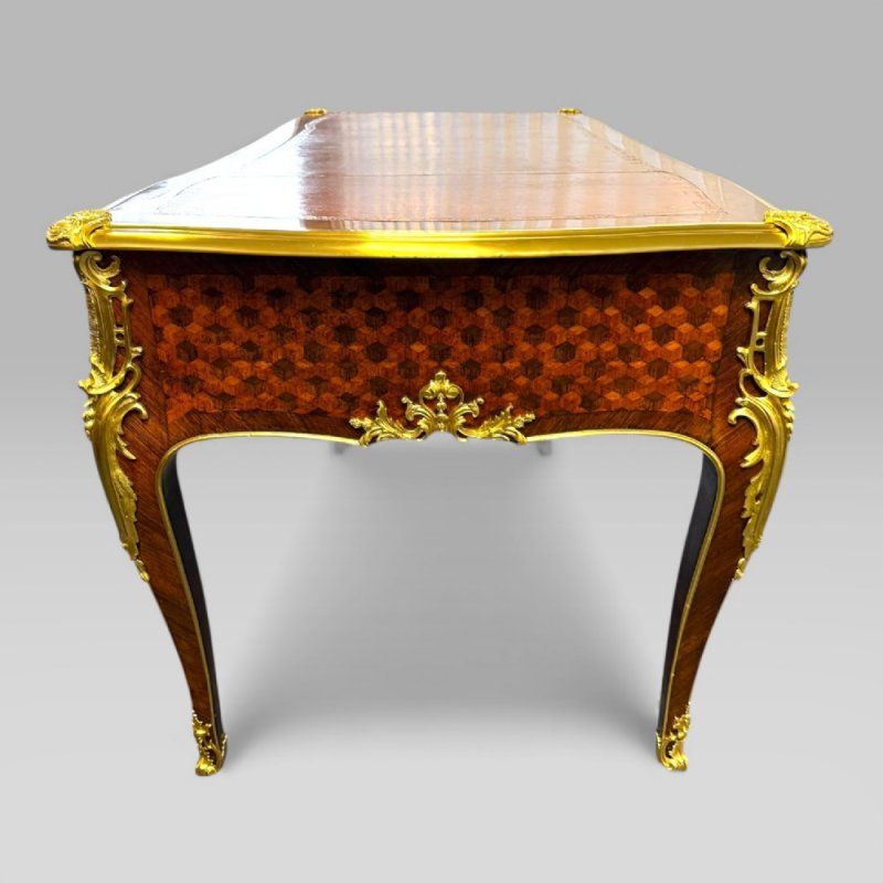 François Linke French Louis XVI Ormolu Kingwood Bureau Plat Desk