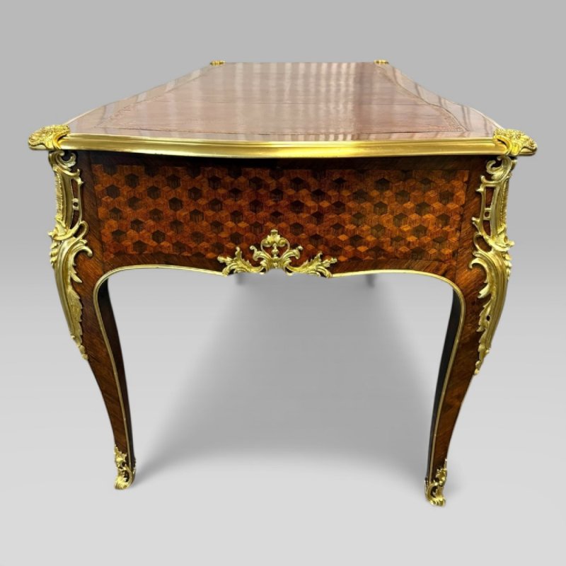 François Linke French Louis XVI Ormolu Kingwood Bureau Plat Desk